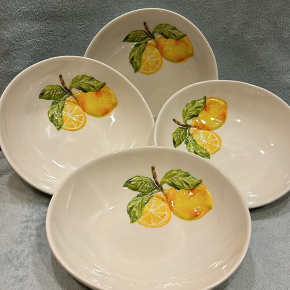Set of 4 Heavy Melamine Lemon Cereal / Soup Bowls - Picture 4 of 5